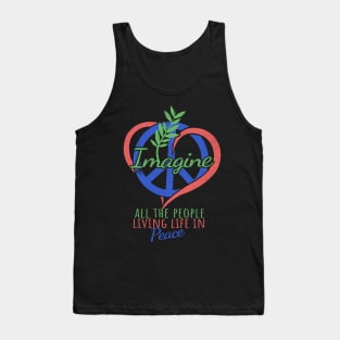 'Imagine All The People' Cool Hippie Peace Retro Gift Tank Top